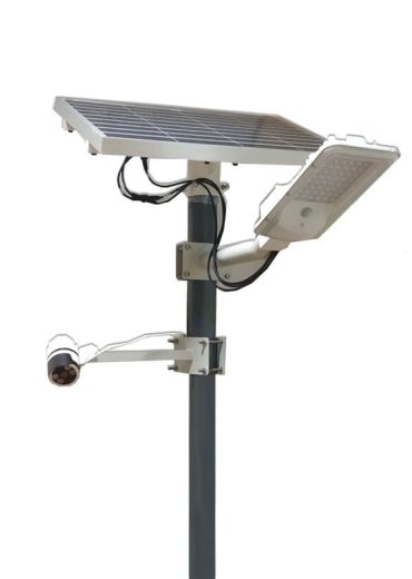Integrated solar street light with CCTV camera
